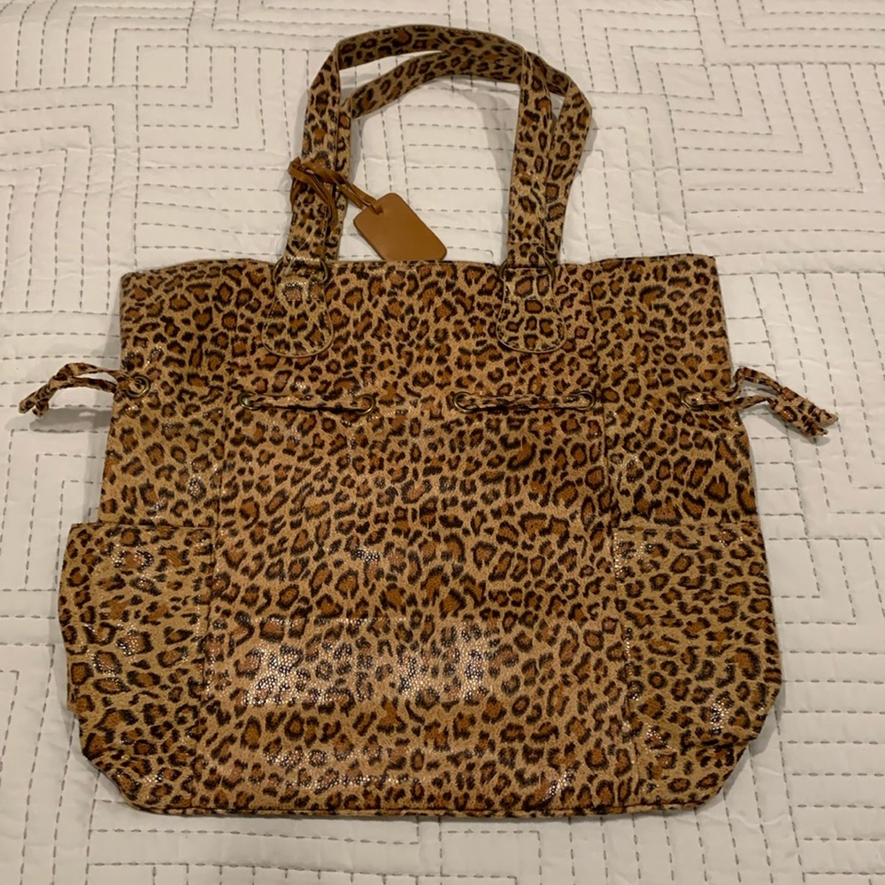 Neiman Marcus Leopard Animal Print Tote Bag Purse